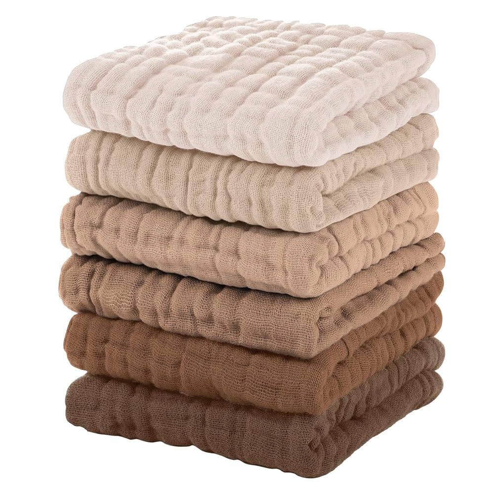 Unnivoll Muslin Burp Cloths Baby 12''X12'',Baby Washcloths 6 Pack, 100% Cotton Baby Wash Cloths A... | Amazon (CA)