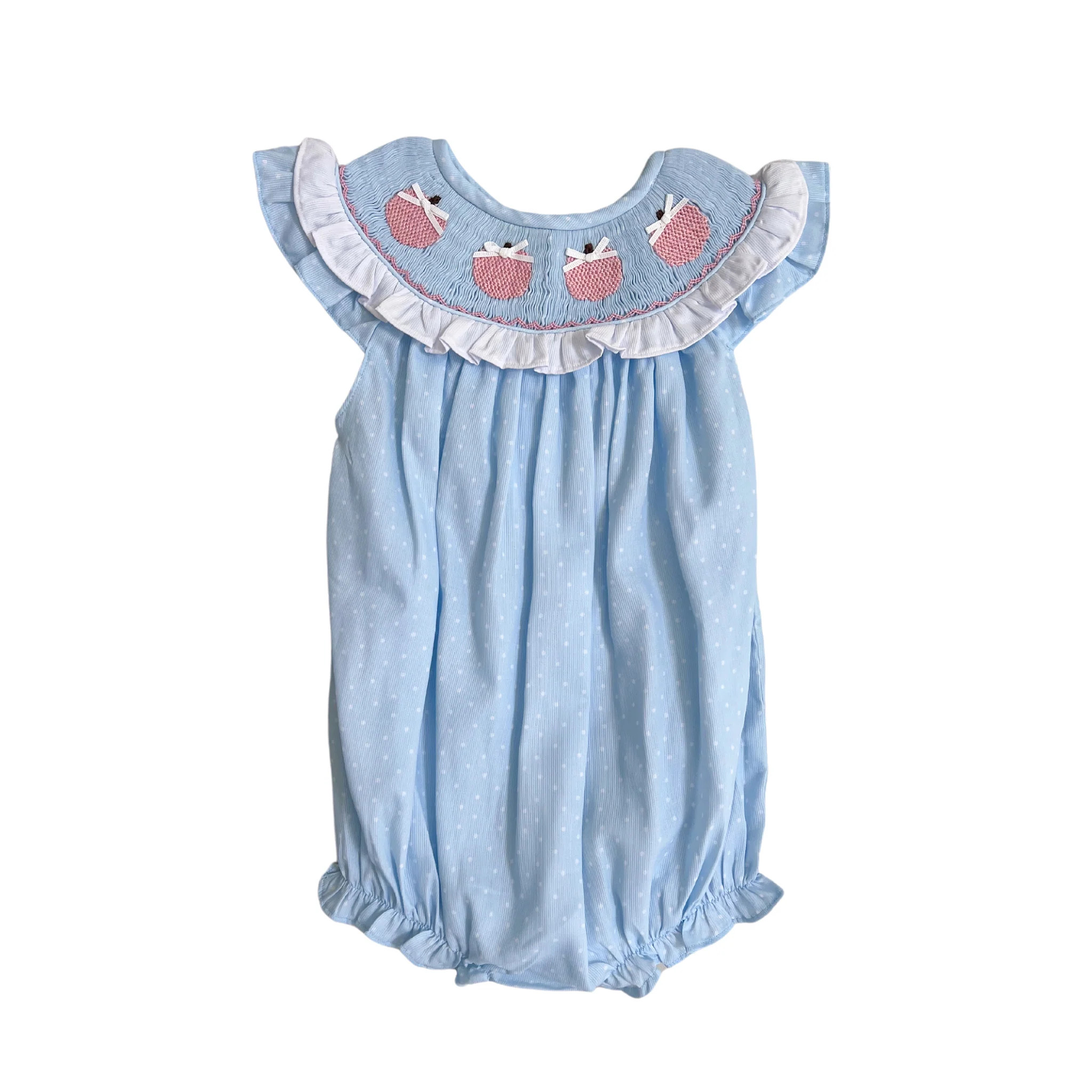 Penelope Pink Pumpkin Smocked Bubble | Lillie & Lilah