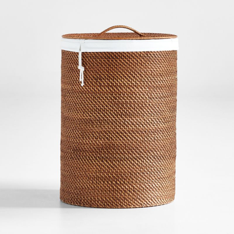 Sedona Honey Hamper with Laundry Bag Liner + Reviews | Crate & Barrel | Crate & Barrel