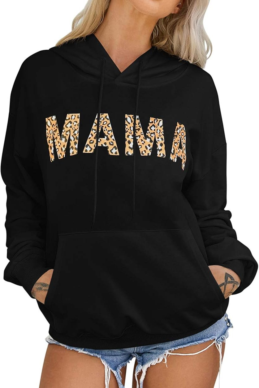 MOOSLOVER Women Casual Graphic Hoodies Sweatshirt Loose Pullover Tops Shirts with Pockets | Amazon (US)