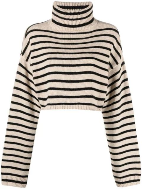 Frankie Shop Athina Striped Cropped high-neck Sweater - Farfetch | Farfetch Global