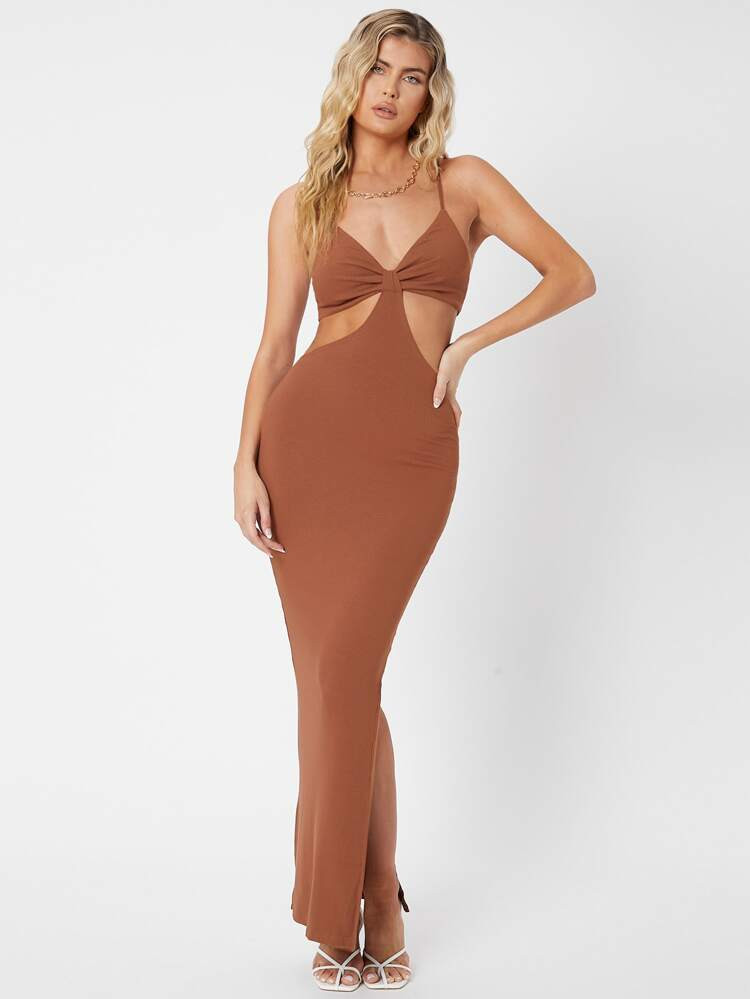 SHEIN Cutout Split Thigh Bodycon Dress | SHEIN