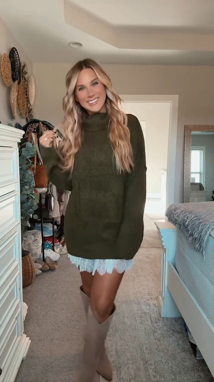 I’ve been getting tons of requests for Fall family photo looks, and this combo is a favorite! 🍂 A lace slip skirt layered with an oversized chunky sweater and tall boots makes for a dreamy and cozy vibe perfect for capturing those fall family photo memories! 📸✨
 I am 5’6 147lbs wearing a size small skirt, medium sweater (for an oversized fit) boots fit true to size.


#LTKHoliday #LTKStyleTip #LTKSeasonal