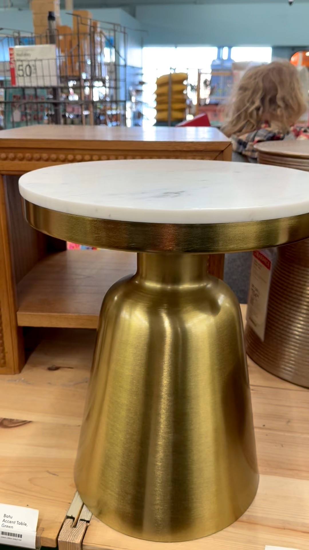 I love the look of a gold metal marble-top end table. It’s classic and modern at the same time. This one features a round marble top and gold metal bell shaped bottom.

And if you’re a mosaic artist, this would also be a fun substrate for your artwork. For mosaic tips, tutorials + inspiration please visit my YouTube channel: YouTube.com/julieweilbacher. Follow @julieweilbacher on Instagram for all things mosaic art.

#marbletable #marbletoptable #marbleendtable #accenttable #sidetable #endtable #smallspacefurniture #worldmarket #mosaic #marbleandgoldtable

#LTKHome