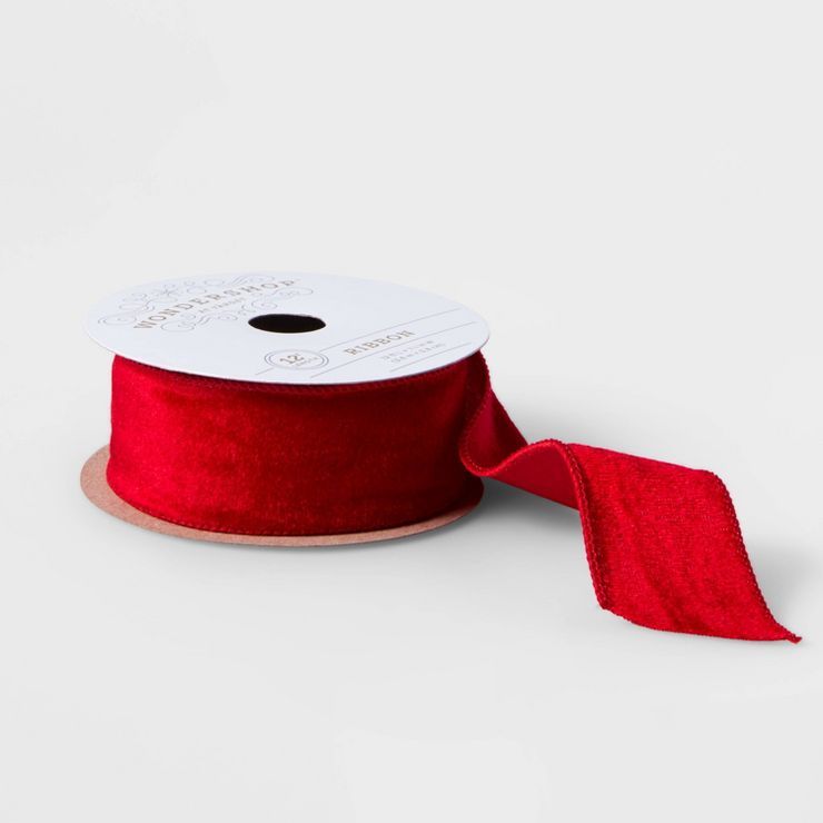 1.5" Velvet Fabric Ribbon Red 12ft - Wondershop™ | Target
