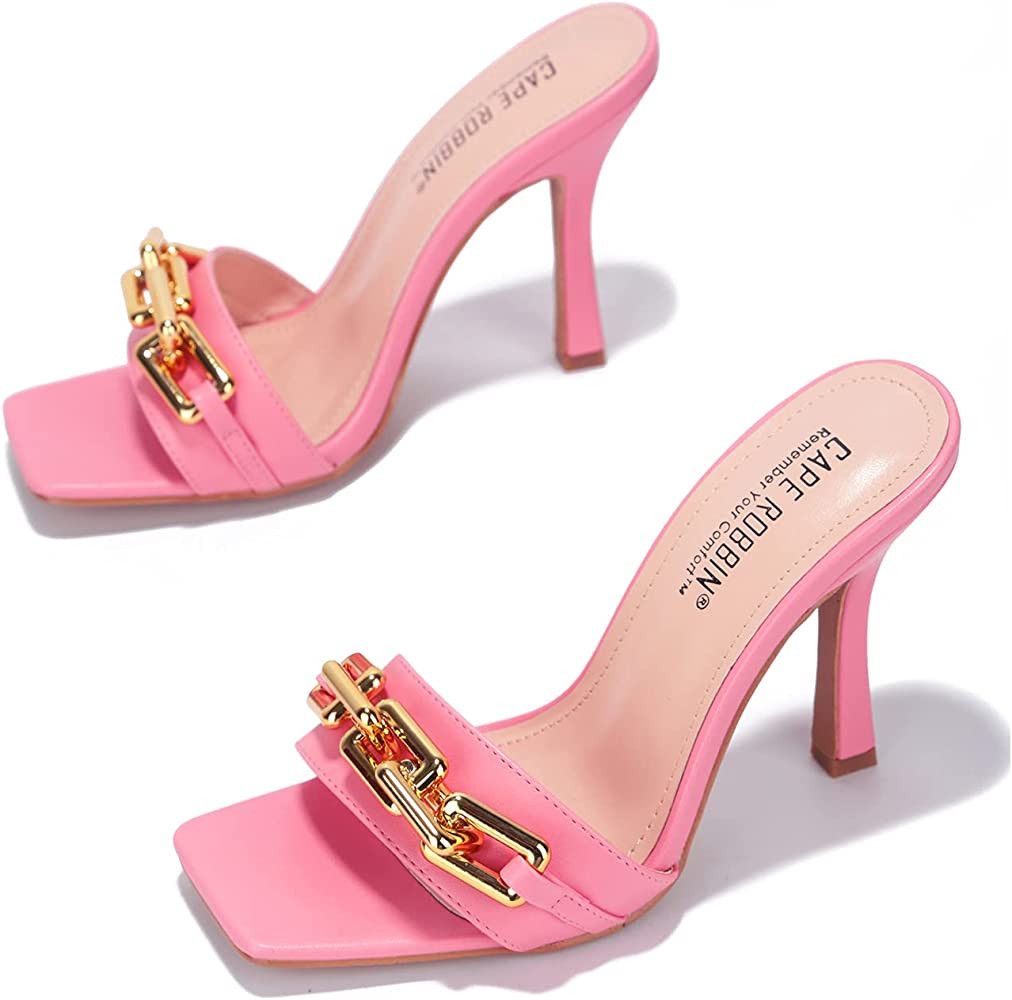 Cape Robbin Intermix Sexy Stiletto High Heels for Women, Square Open Toe Shoes Heels | Amazon (US)
