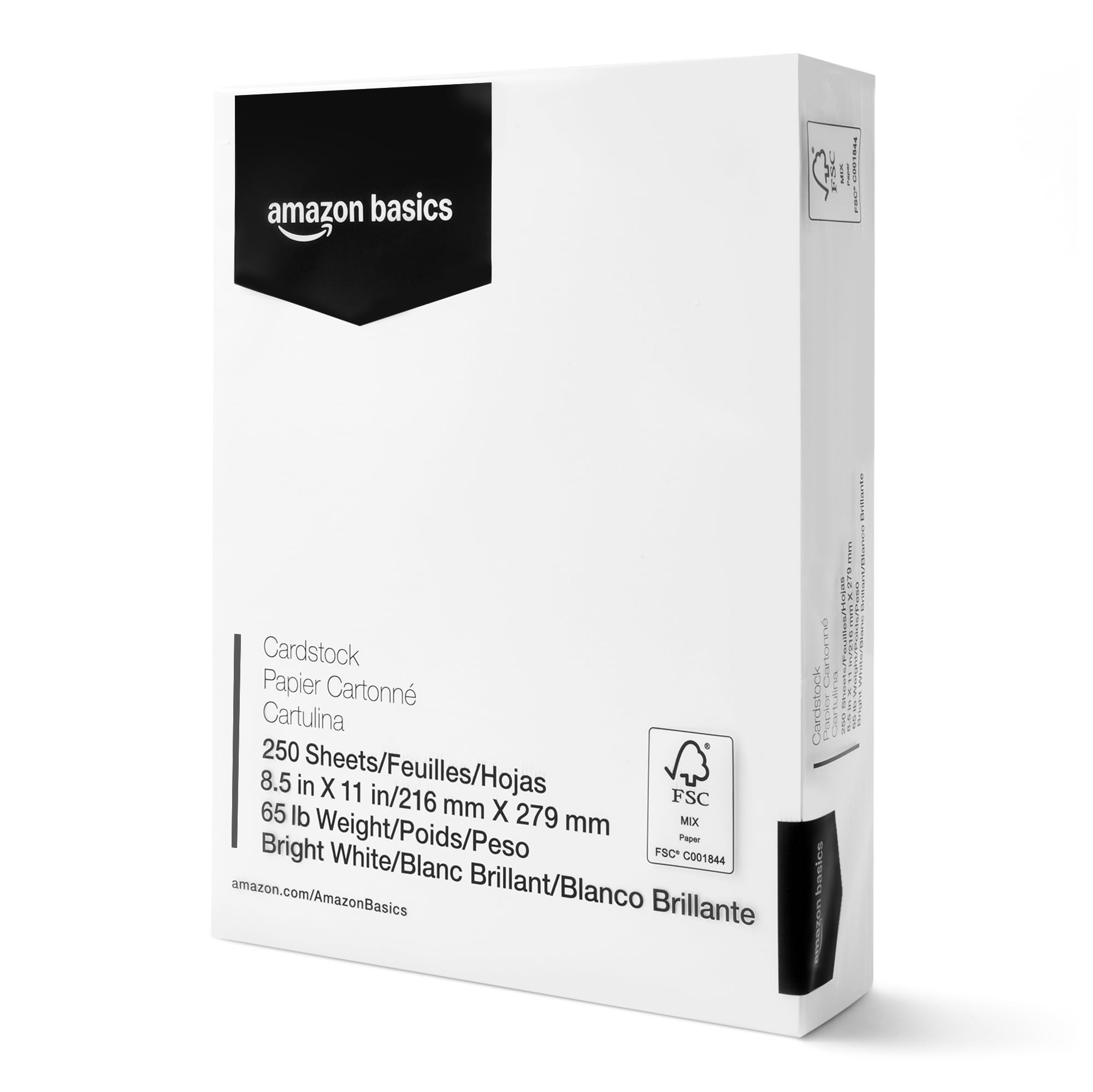 Amazon Basics Cardstock Paper, 8.5" x 11", 65 lb/176 gsm, 96 Bright, White, 250 Sheets | Amazon (US)