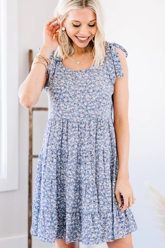 That's The Rule Blue Ditsy Floral Babydoll Dress | The Mint Julep Boutique