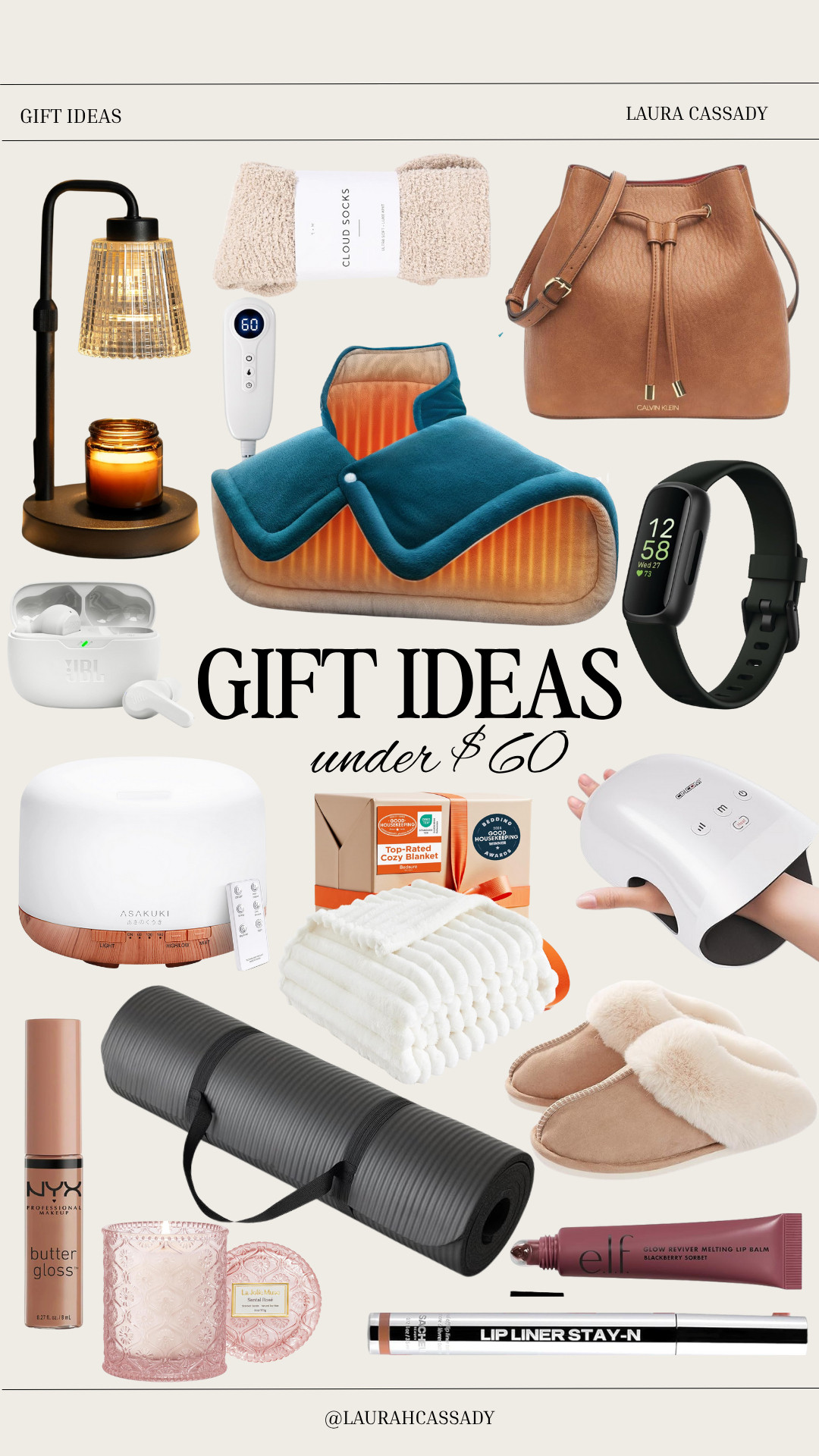 Holiday gift ideas that look luxe but are all under $60 🎁✨ Cozy, practical, and perfect for anyone on your list — from homebodies to beauty lovers. 

 #GiftGuide #HolidayGifts #BudgetFriendlyGifts #AffordableFinds #GiftIdeasUnder60 #CozyVibes #HomeEssentials #SelfCareGifts #HolidayShopping #LTKGiftGuide #LTKHoliday #LTKSeasonal