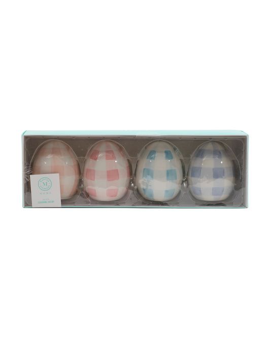 Set Of 4 Gingham Ceramic Eggs | TJ Maxx