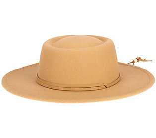 San Diego Hat Co. Faux Felt Boater w/ Faux Leat her Chin Cord | QVC