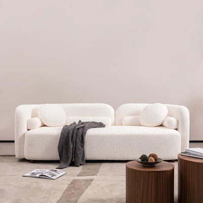 2PCS Luxury Modern Sofa Couch For Living Room, White Boucle Upholstered Cloud Couch, 3 Seater | Wayfair North America