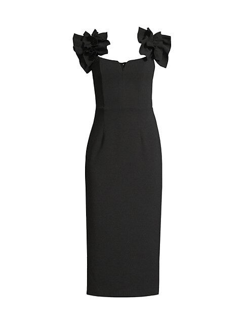 Elliatt Ruffled-Shoulder Crepe Midi-Dress | Saks Fifth Avenue