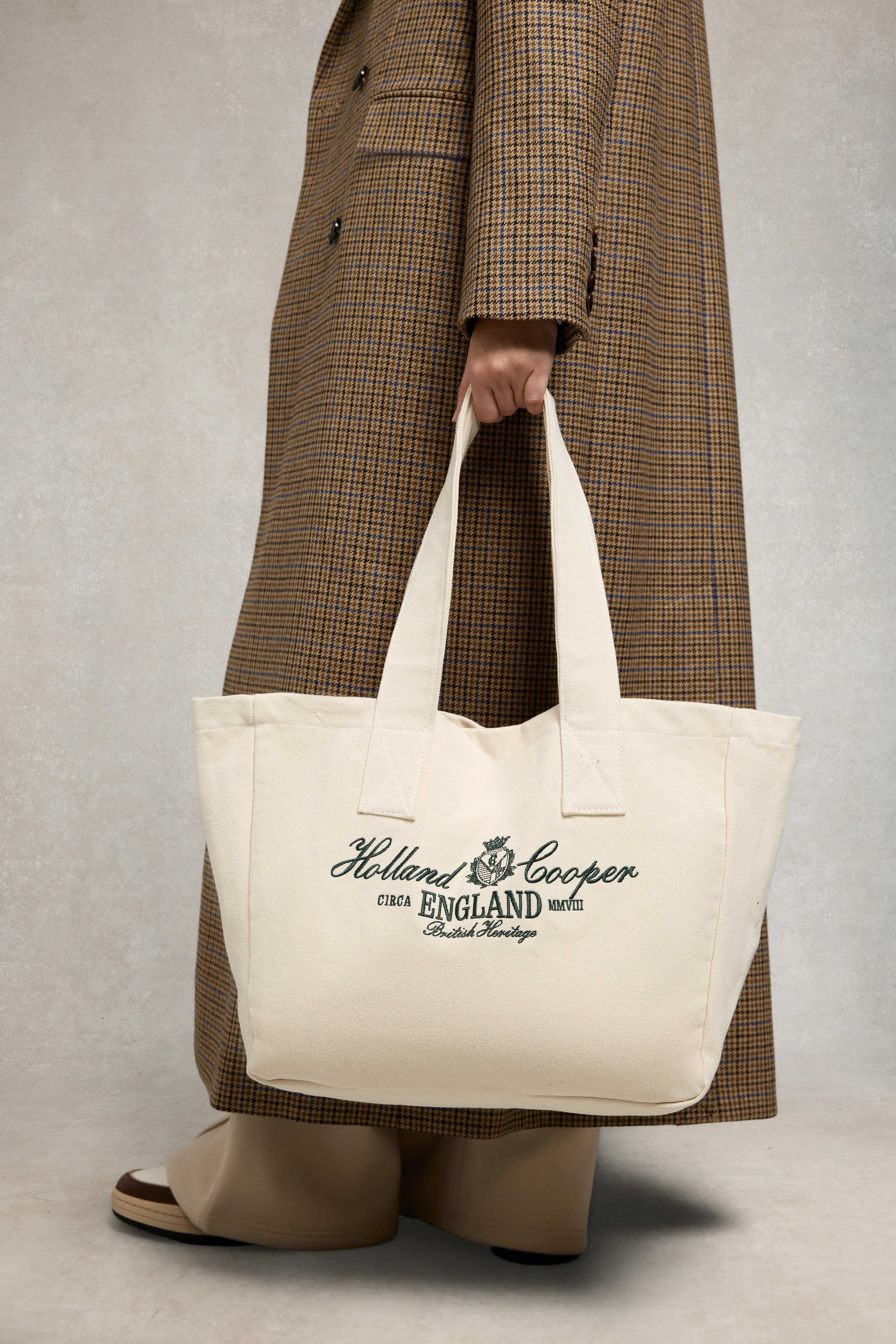 Essential Tote Bag (Ecru Racing Green) | Holland Cooper