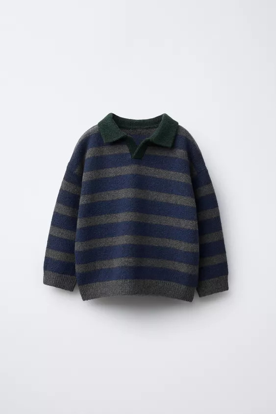 CONTRAST STRIPED KNIT POLO SHIRT | Zara US