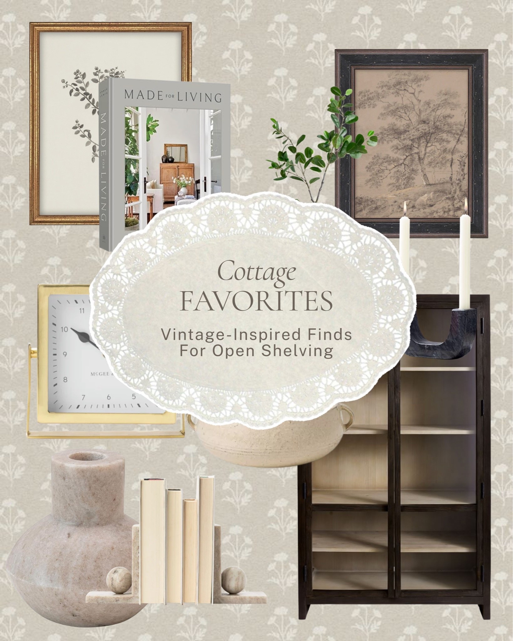 The secret to a shelf that feels collected is in the mix ✨ 

A few cottage favorites for open shelving, vintage-inspired art, a brass clock, stone bookends, a ceramic bowl, and those layered details that make a shelf feel like it came together over time rather than all at once. 

All linked here 🤍 

#LTKhome