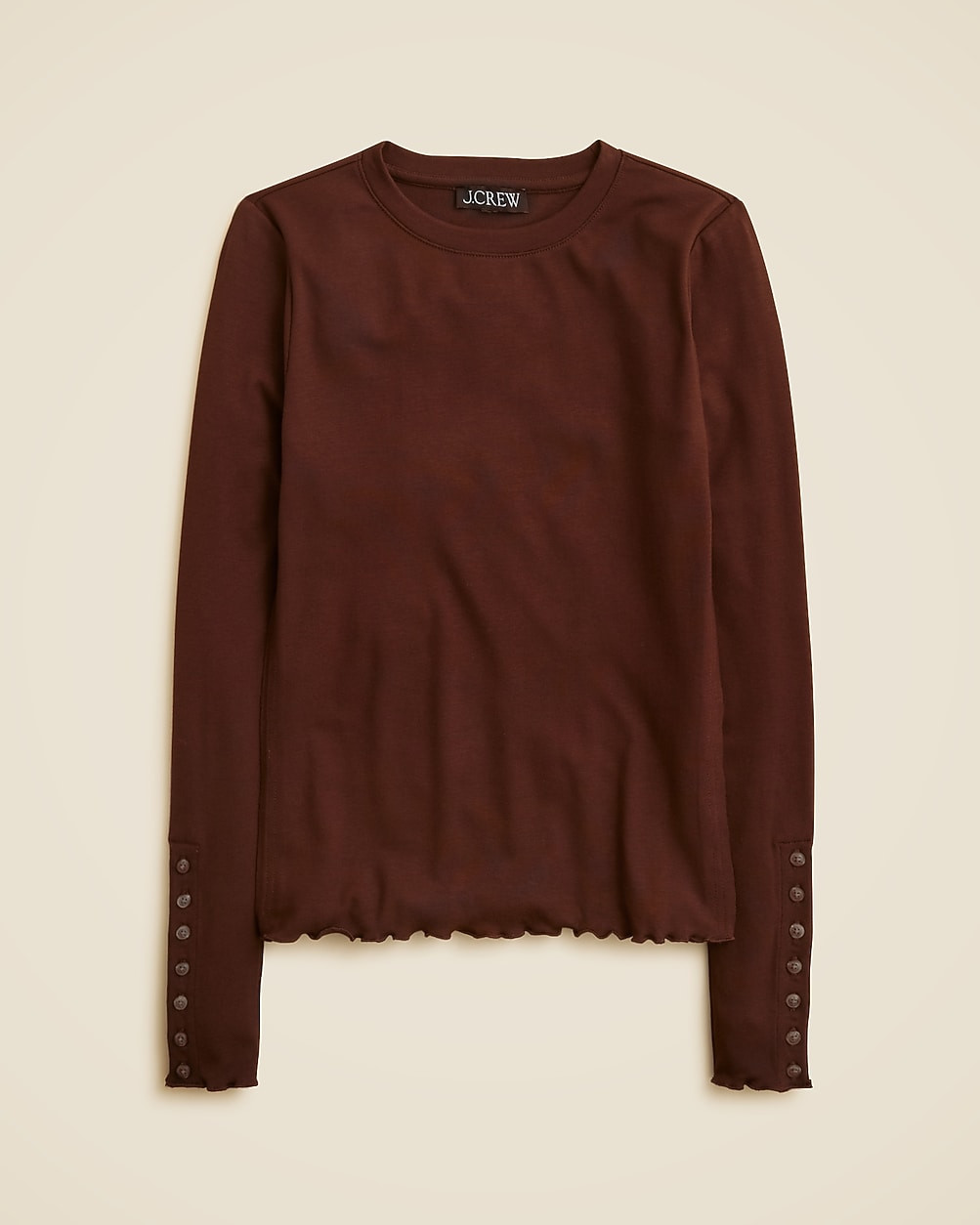 Refined rib long-sleeve T-shirt with button cuffs | J. Crew US