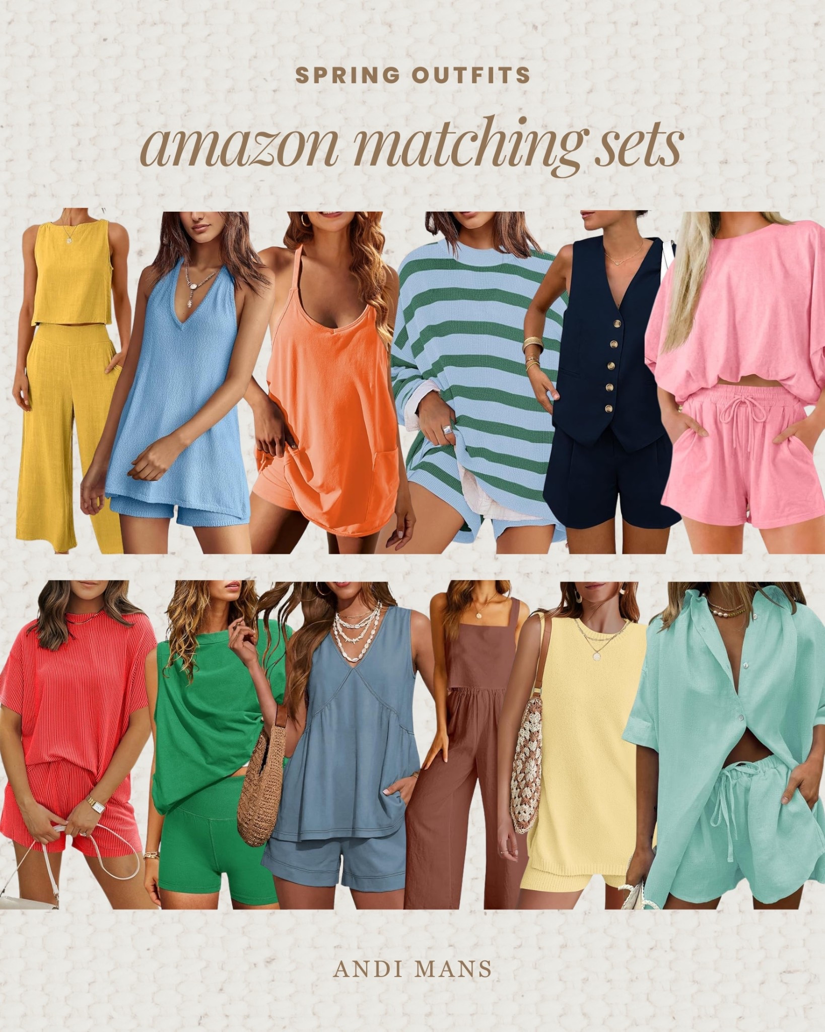 Spring outfit ideas and these Amazon matching sets are so pretty for casual date nights, vacation or brunch with the girls!

#LTKSpringSale #LTKOver40 #LTKootd