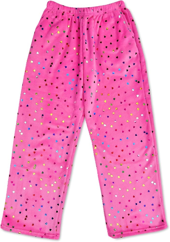 iscream Big Girls Silky Soft Pretty Print Plush Fleece Pants - Love Fest Collection | Amazon (US)