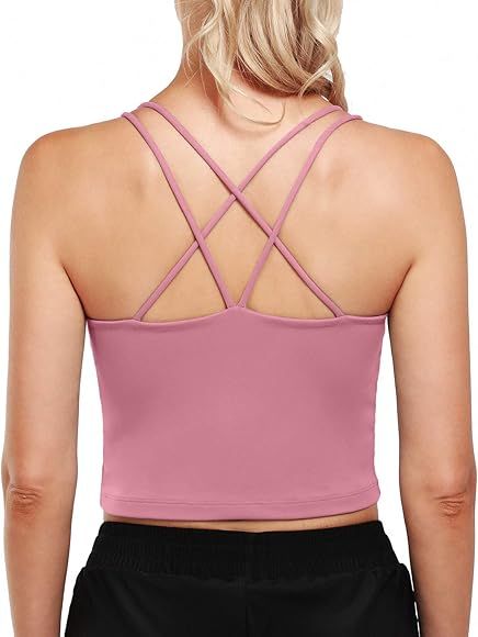 G4Free Padded Sports Bra Athletic Tank Tops for Women Yoga Crop Top Cami with Built-in Bra Workou... | Amazon (US)