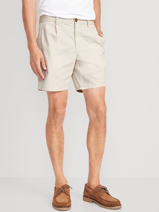 Slim Built-In Flex Ultimate Chino Pleated Shorts for Men -- 7-inch inseam | Old Navy (US)