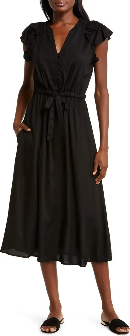 Elan Tiered Ruffle Cap Sleeve Midi Cover-Up Dress | Nordstrom | Nordstrom