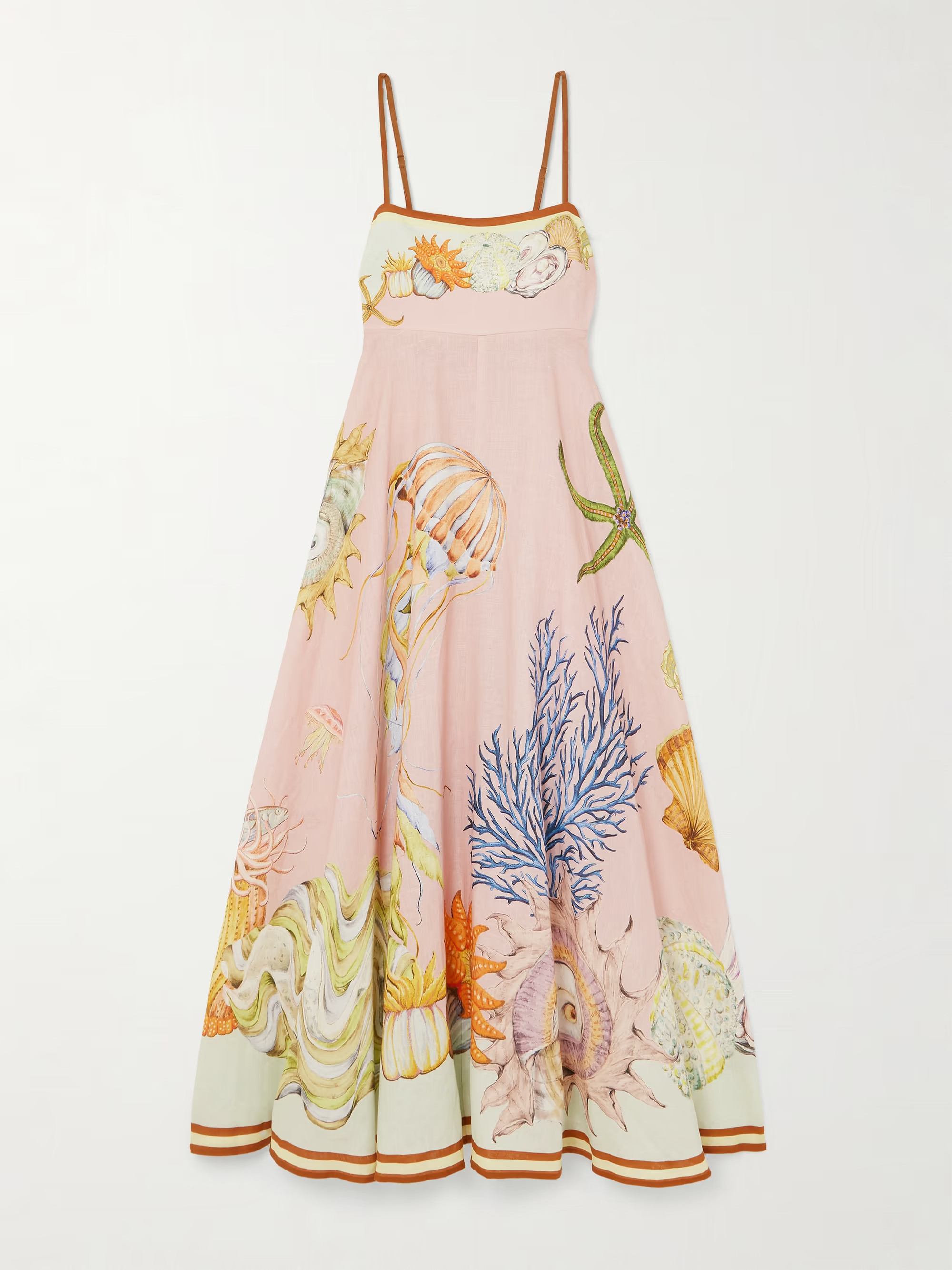 + Sam Pauletto Nereids shirred printed linen-gauze midi dress | NET-A-PORTER (UK & EU)