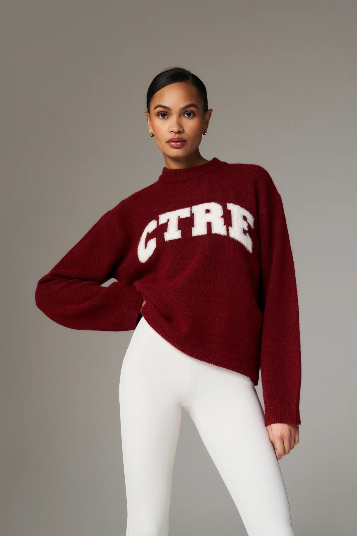 CTRE KNITTED SWEATSHIRT - BURGUNDY | The Couture Club