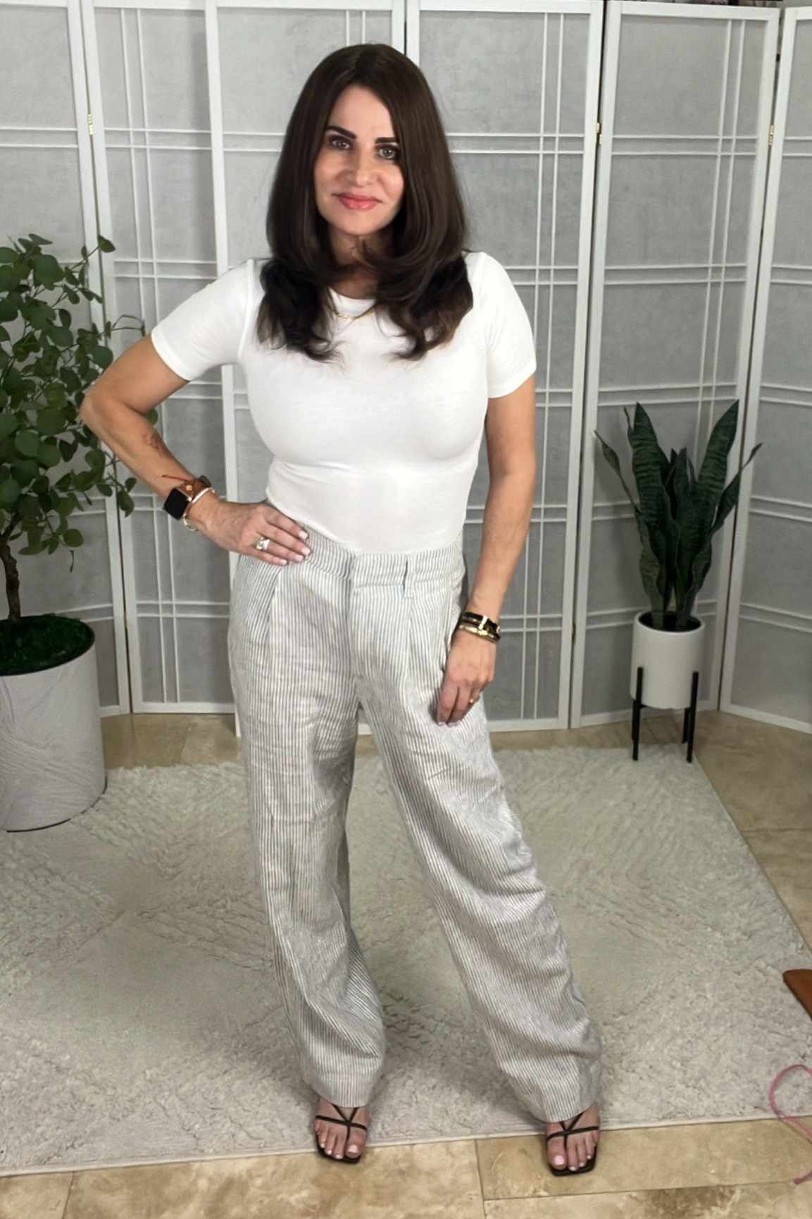 Pants on sale ! 
I am wearing an xs but was big . I could of used an xxs 
Top size 4 
Sandals TTS 

#LTKSeasonal #LTKstyletip #LTKsalealert