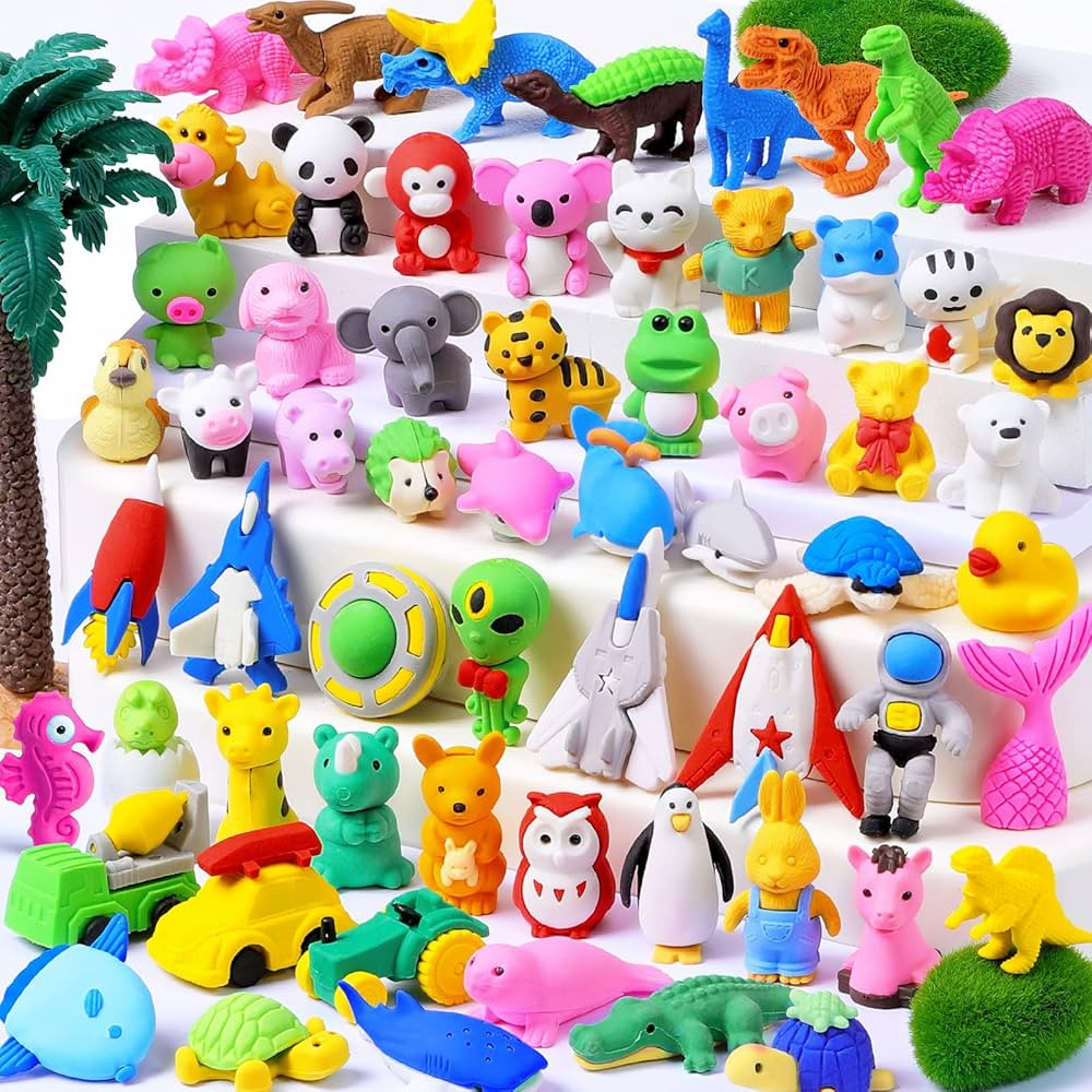 WITALENT 60 Pcs Animal Erasers for Kids Pencil Erasers Puzzle Erasers Take Apart Erasers Mini Era... | Amazon (US)