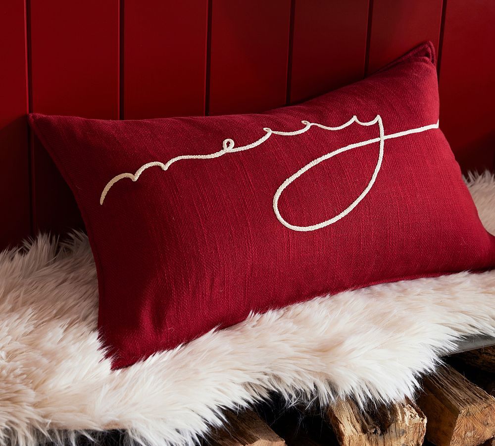 Merry Lumbar Pillow Cover | Pottery Barn (US)