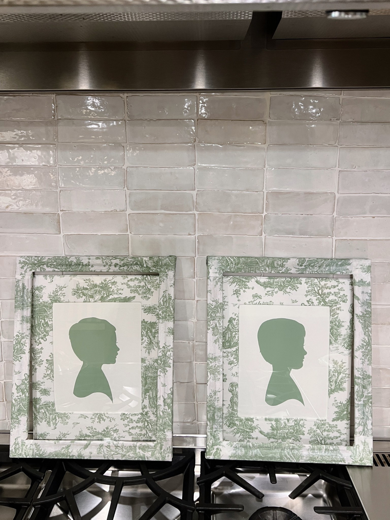 Silhouette portraits with diy toile frames (I used fabric and modge podge!) 

#LTKKids #LTKHome