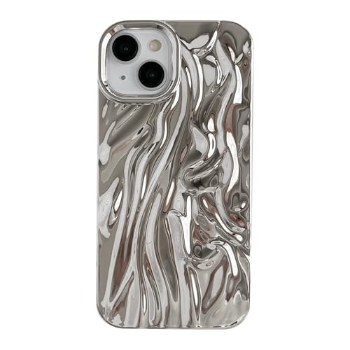 Caseative for iPhone 13 Case,Pleated Water Ripple Chrome Wave Pattern Soft Compatible with iPhone Case (Silver,iPhone 13) | Amazon (US)