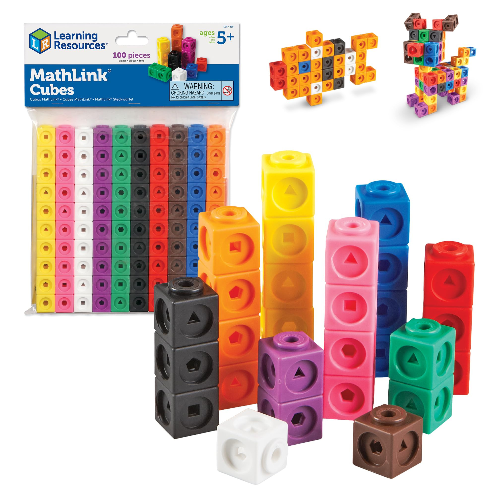 Learning Resources MathLink Cubes - Set of 100 Cubes, Ages 5+ Kindergarten, STEM Activities, Math... | Amazon (US)
