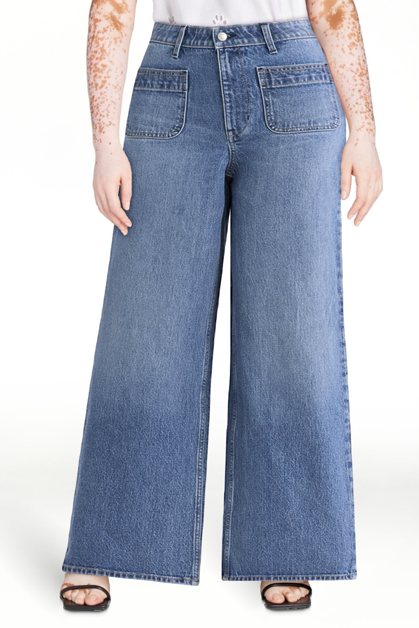 Free Assembly Women's and Women's Plus Wide Leg Jeans with Patch Pockets, 30", 32", and 34" Insea... | Walmart (US)