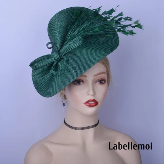 Exclusive Emerald Green Fascinator With Feathers Big Hatinator | Etsy | Etsy (US)