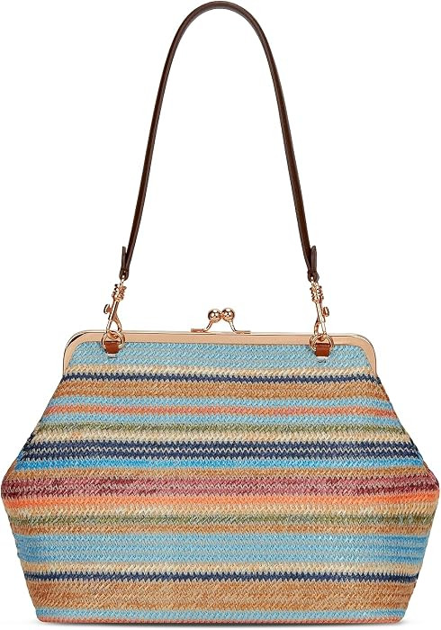Straw Large Women's Kiss Lock Bag Kiss Clasp Tote Purse Clutch | Amazon (CA)