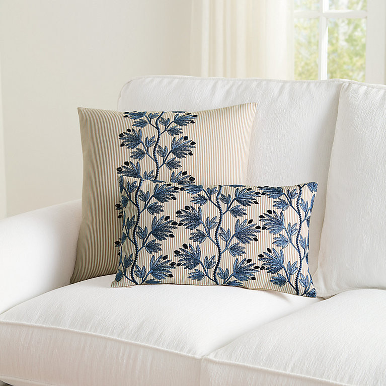 Apolline Embroidered Stripe Pillow | Ballard Designs, Inc.