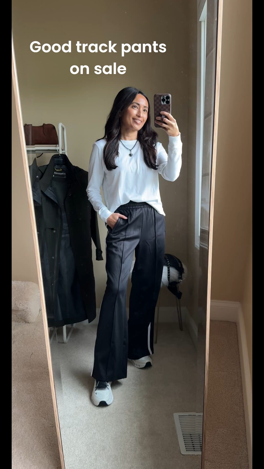 Good track pants on sale for $65, plus additional 30% off. Comes down to around $45. 
I sized down and took petite length at about 5’4. 
Multiple colors available. 


#LTKActive #LTKOver40 #LTKootd