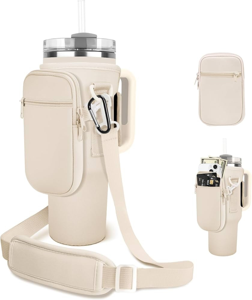 Watter Bottle Carrier Bag with Detachable Pocket Compatible with Stanley& Simple Morden 30/40oz T... | Amazon (US)