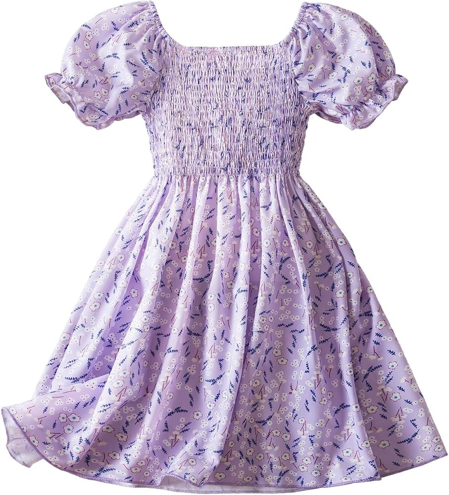 NNJXD Little Girl Floral Dress Princess Girls Casaul Printed A-line Sundress | Amazon (US)