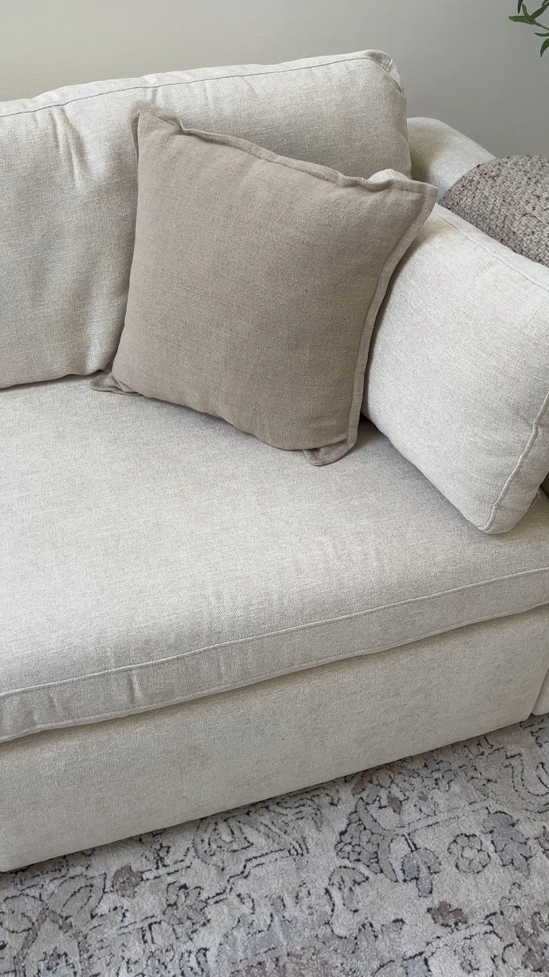 This video is unedited so there is no lighting change. I probably could go in and lighten up the video because what you see in the video really looks different from what I’m seeing in person. I don’t know what it is about my phone that portrays things in different colors.

This is a great neutral sofa and the pillows are only 20 bucks from target. I am looking at some pillows with some color to help brighten up this area. 

#LTKHome #LTKSaleAlert #LTKFindsUnder50