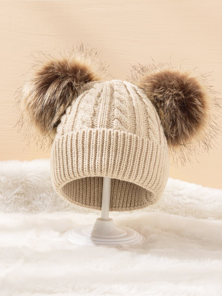 Baby Pom Pom Decor Knit Beanie | SHEIN