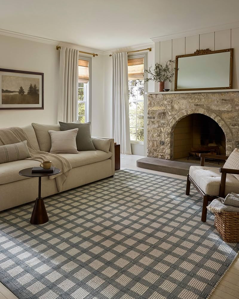 Loloi Magnolia Home by Joanna Gaines Ryder Collection RYD-02 Blue/Ivory 7'-9" x 9'-9" Area Rug | Amazon (US)