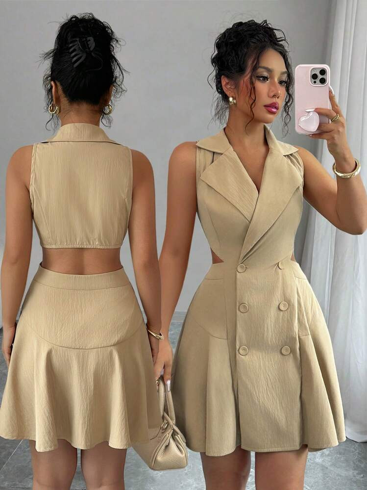 Elenzga Women's Solid Color Fashion Mini Dress, Suitable For Summer | SHEIN