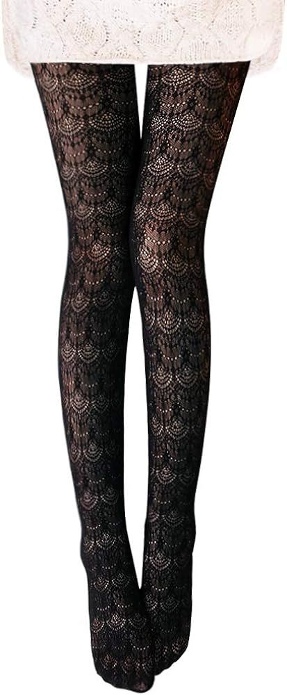 Vero Monte 1 Pair Women's Colorful Hollow Out Knitted Patterned Tights | Amazon (US)