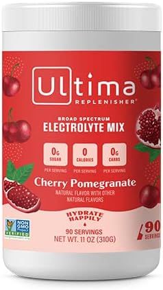 Ultima Replenisher Hydrating Electroyte Drink Mix, Cherry Pomegranate, 90 Serving - Sugar Free, 0... | Amazon (US)