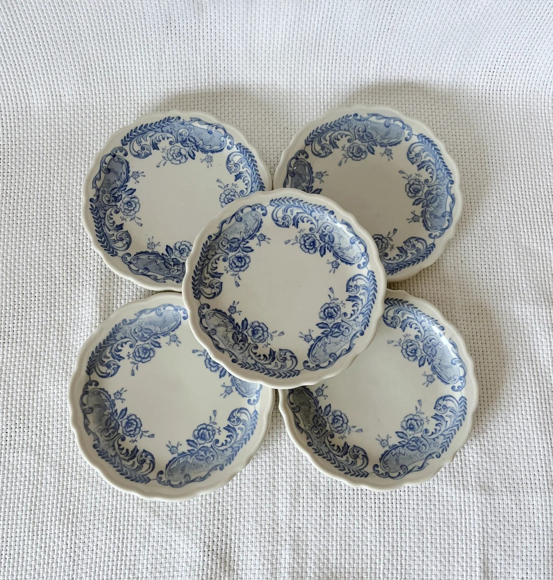 SET of  5 Vintage 70's Blue and White Porcelain - Syracuse China made in the USA Ironstone, Bread... | Etsy (US)