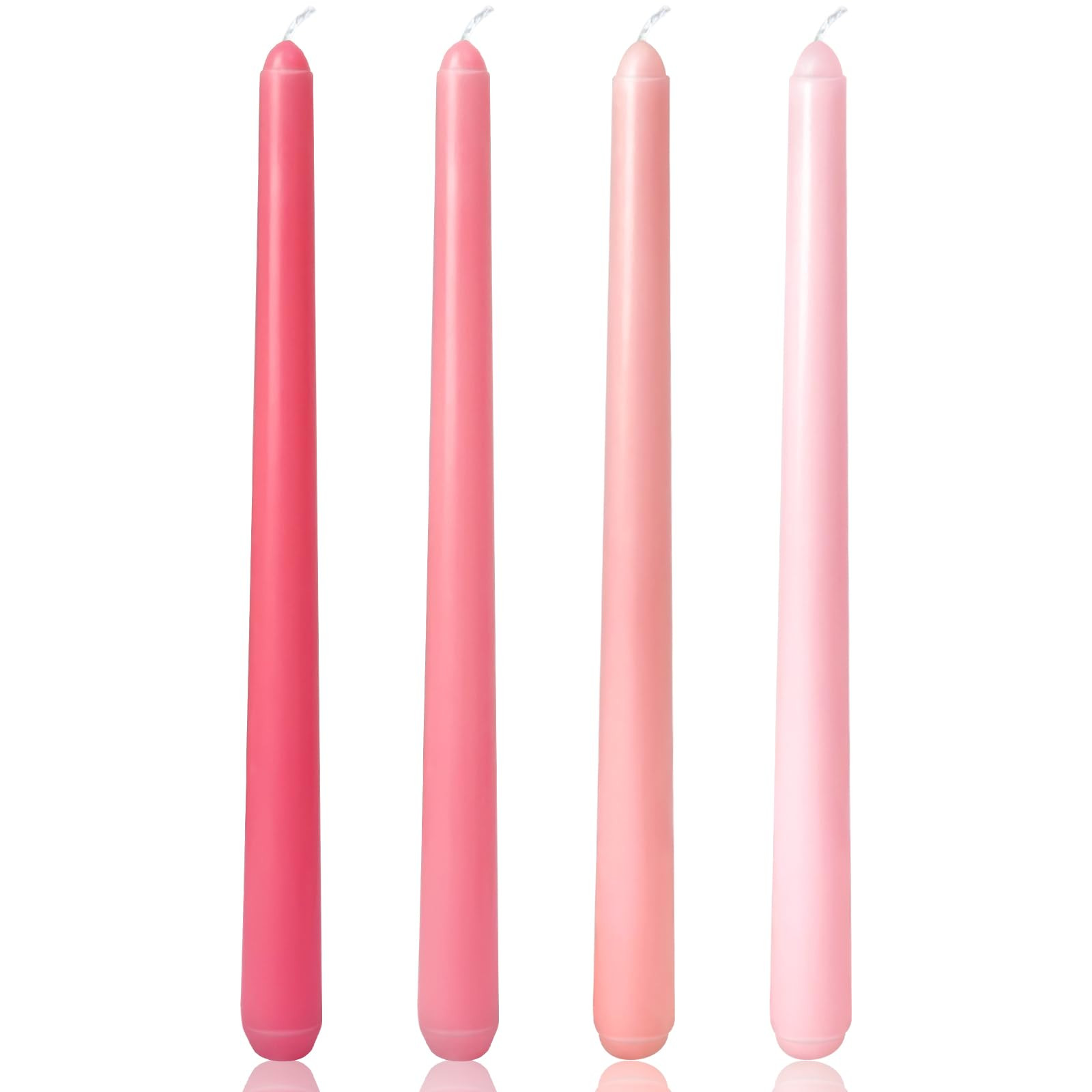 10 Inch Gradient-Pink Taper Candles, 4 Packs Unscented Candlesticks for Dinner, Wedding, Valentin... | Amazon (US)