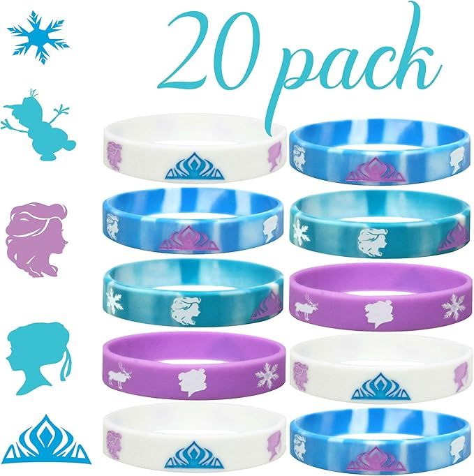 20 pc Birthday Party Favors Wristbands, Elsa, Anna Theme Party Favors (Frozen, Kids) | Amazon (US)